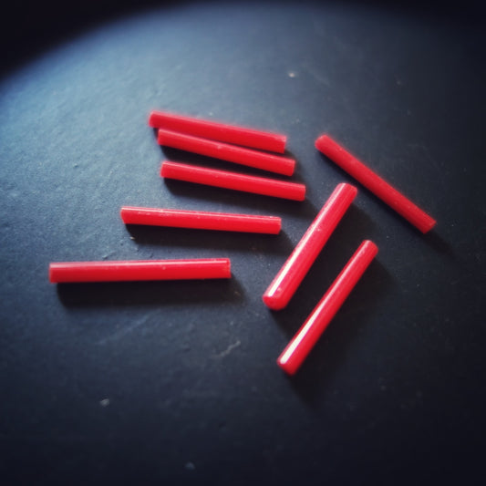 竹ビーズ ムラーノガラス 1950年代 10本 赤 ベネチアンコンテリエ