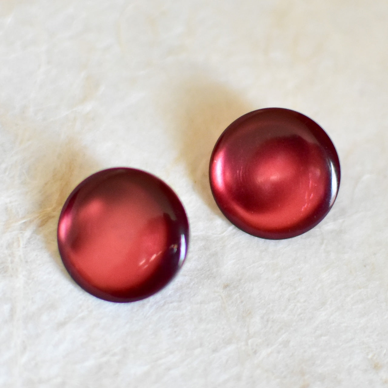 15ミリ 日本製 プラスティックボタン レッド デッドストック 2個セット