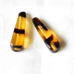 2個 チェコ ヴィンテージビーズ べっこう色