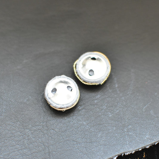 2つセット ビーズボタン インドボタン グレー