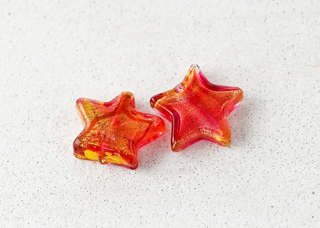 ベネチアンガラスビーズ 星形 15mm 2個セット