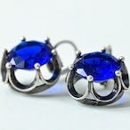 【アンティーク風】フレンチフックピアス|推し色ブルー×レトロモダンな大人アクセ