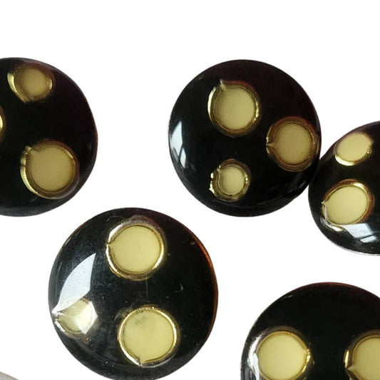 フランスのヴィンテージボタン ラウンド型 ブラック ドット