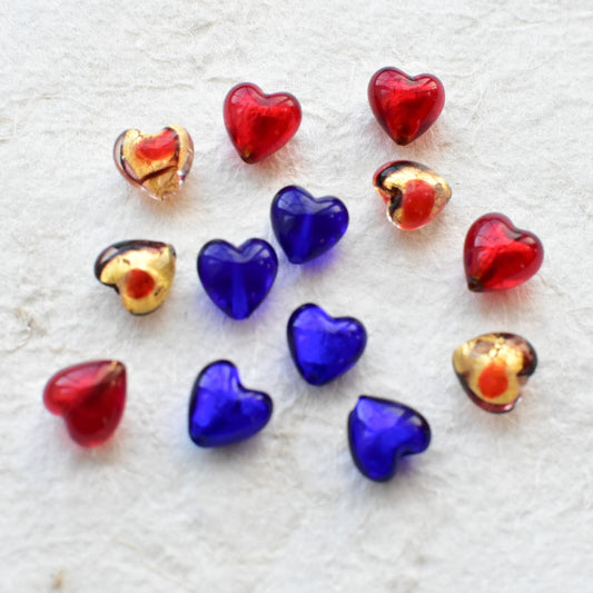ベネチアンガラスビーズ ハート型 9ミリ