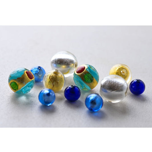 ベネチアンガラスビーズ 12㎜ ゴールド 丸形