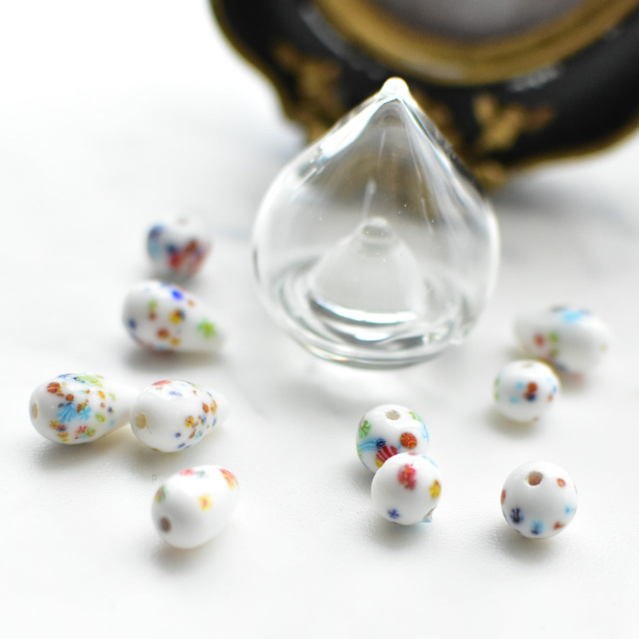 2個セット 8ミリ トンボ玉 ホワイト 日本製