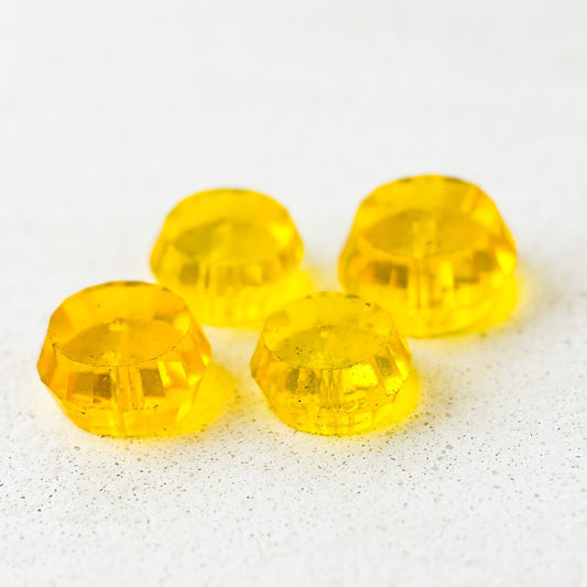 4 個 チェコ ヴィンテージビーズ イエロー
