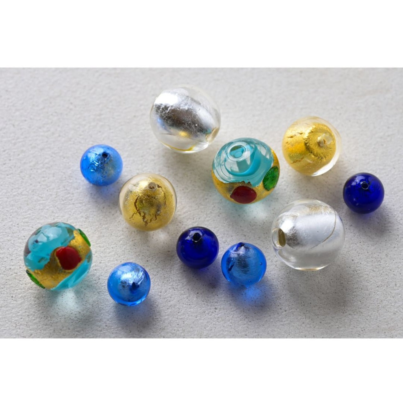 ベネチアンガラスビーズ 12㎜ ゴールド 丸形
