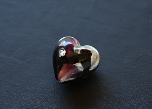 ベネチアンガラスビーズ ハート型 30ミリ バイカラー