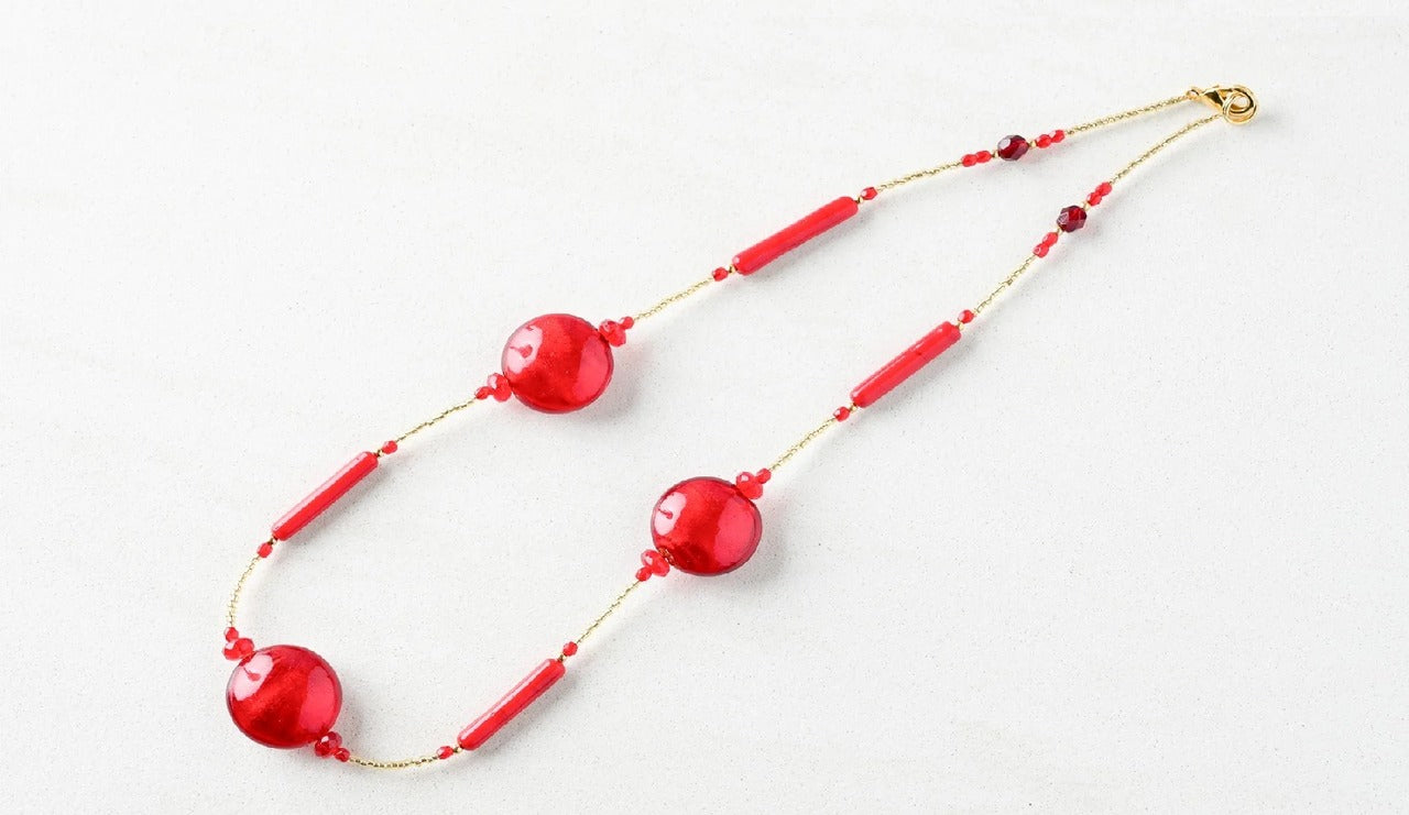 ベネチアンガラスビーズのネックレス 50センチ カニカン