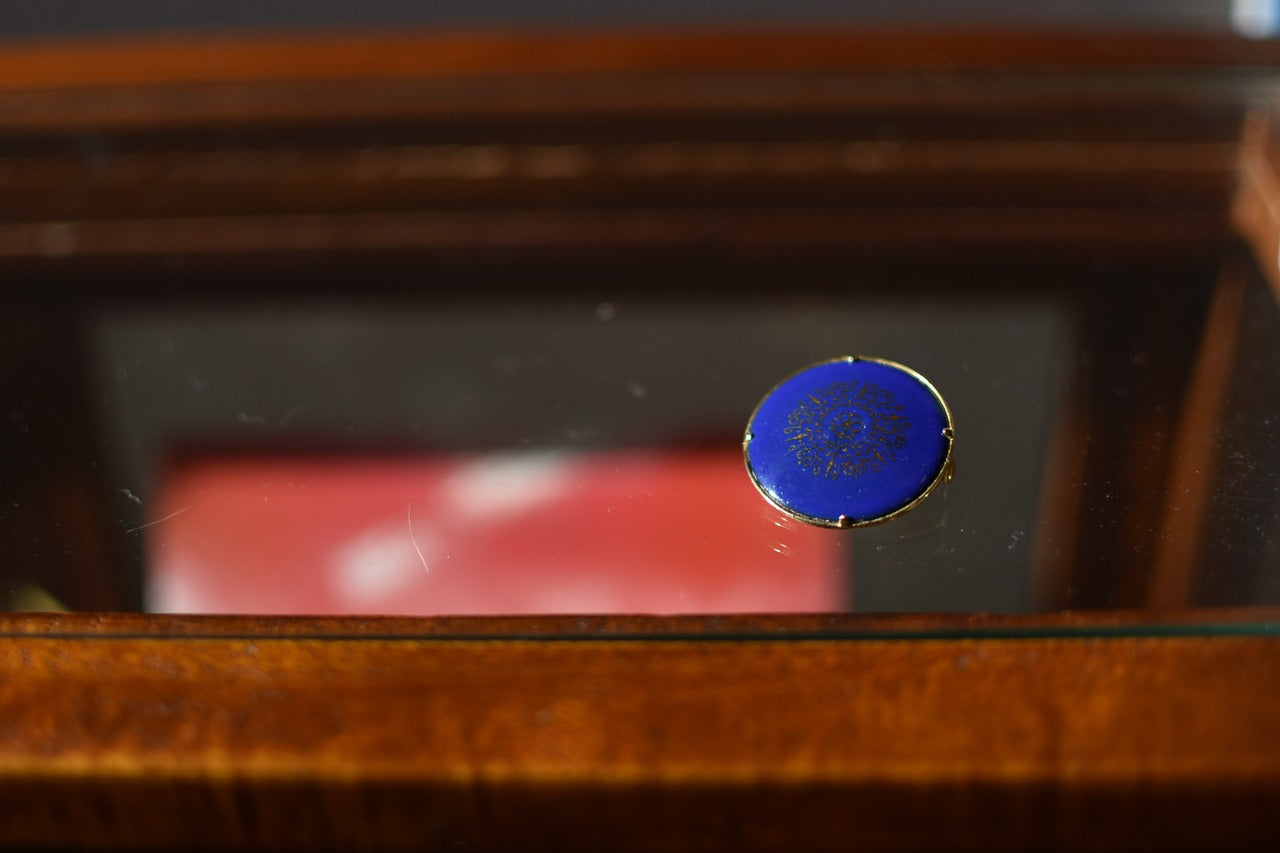 ブルーのブローチ 幾何学模様 青のブローチ