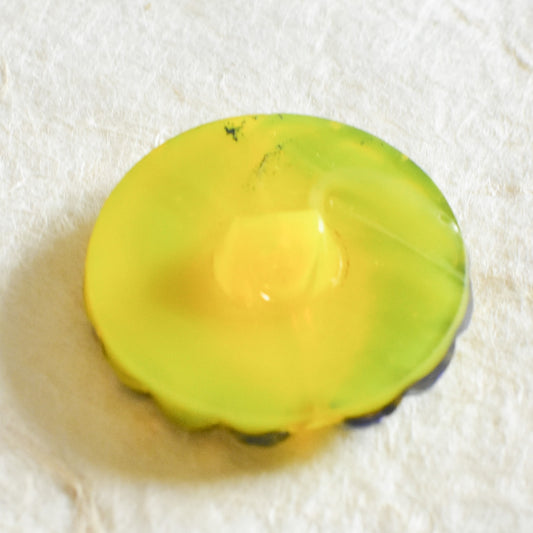 黄色2 チェコチェコガラスアンティークボタン レア27ミリ ハンドペイントボタン レア