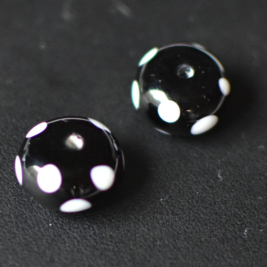 2個セット チェコ ヴィンテージビーズ ドット柄