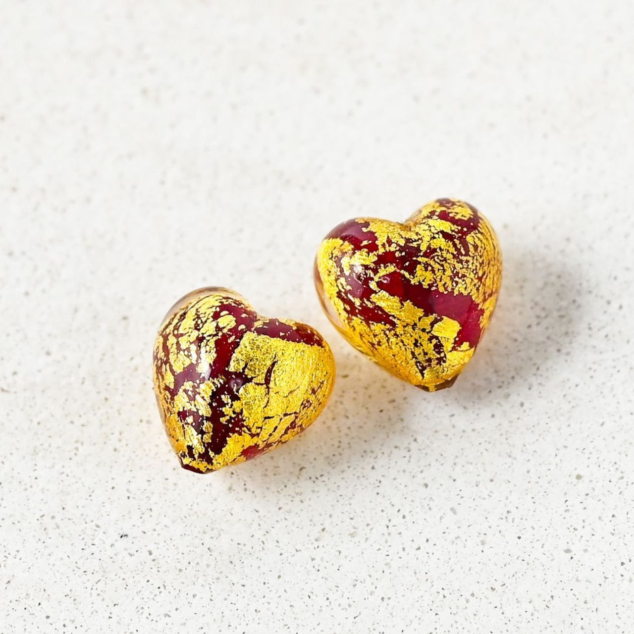 ベネチアンガラスビーズ ハート形 12mm カドーロ