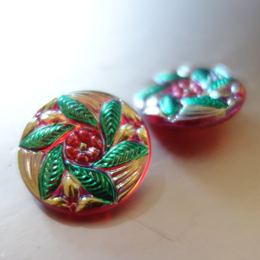 アンティークチェコガラスボタン 27ミリ おしゃれ ボタン