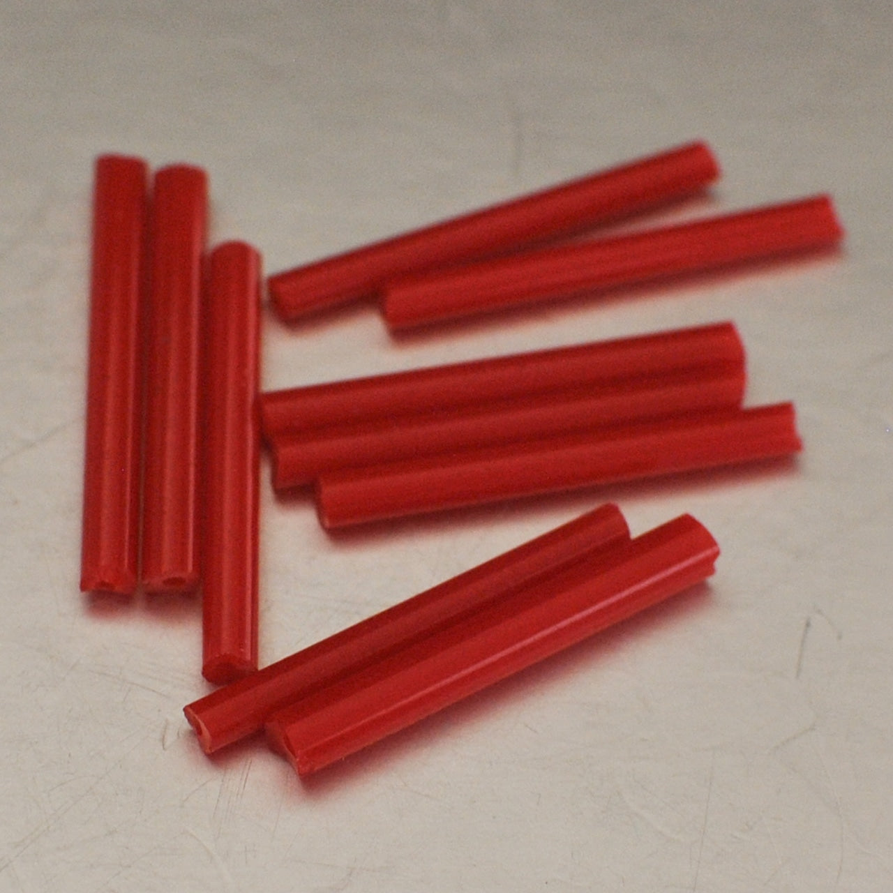 竹ビーズ ムラーノガラス 1950年代 10本 赤　ベネチアンコンテリエ