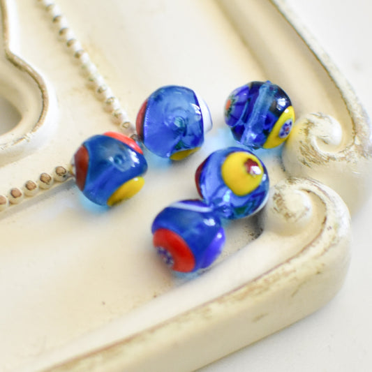 ５つセット　ベネチアンガラス　8ミリサイズ　ミルフィオリ