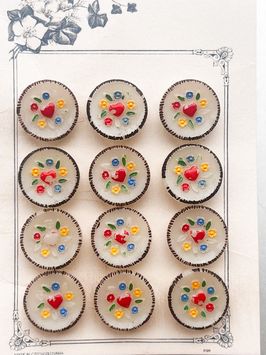 チェコアンティークボタン　1920年～30年代　台紙付き　コレクターズアイテム