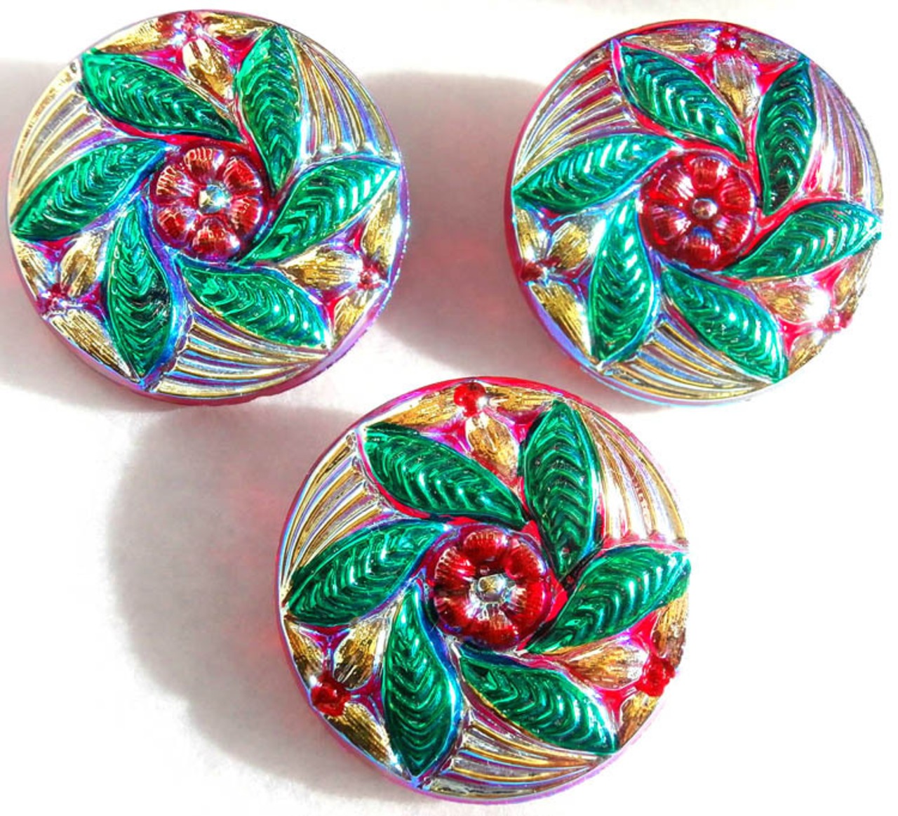 アンティークチェコガラスボタン　27ミリ　おしゃれ　ボタン