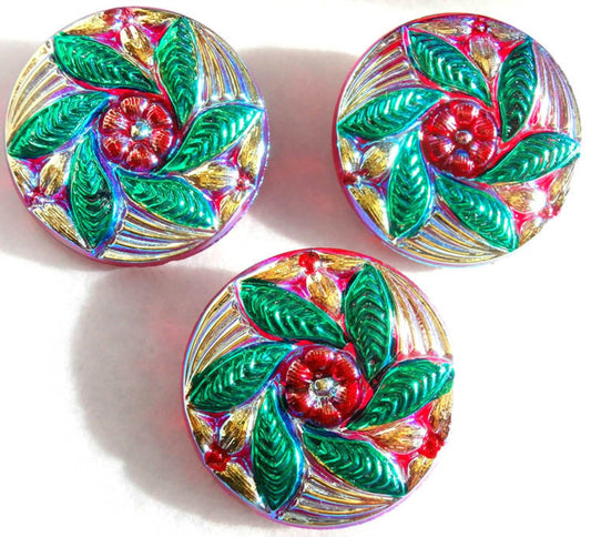 アンティークチェコガラスボタン　27ミリ　おしゃれ　ボタン