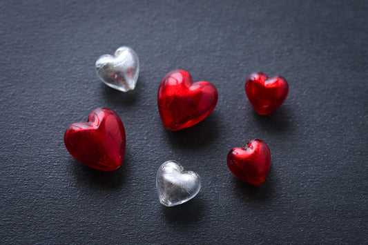 ベネチアンガラスビーズ　ハート形 12mm　色をお選びください。