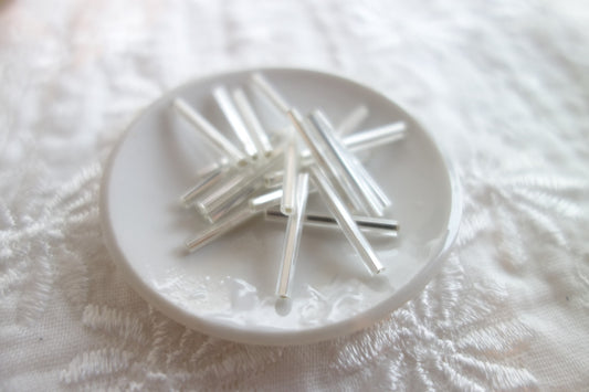 竹ビーズ ムラーノガラス 　シルバー　1950年代 　10本