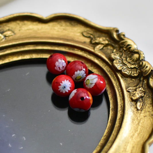 5つセット　ベネチアンガラス　8ミリサイズ　ミルフィオリ