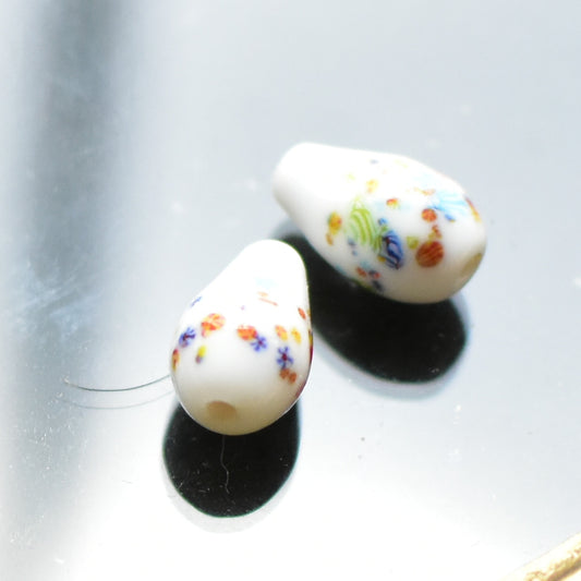 2個セット　１０ミリ　トンボ玉 　しずく型　ホワイト 日本製