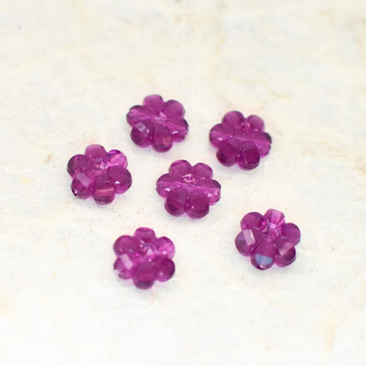 6つセット　ドイツ製アクリルチャーム　お花の形　パープル