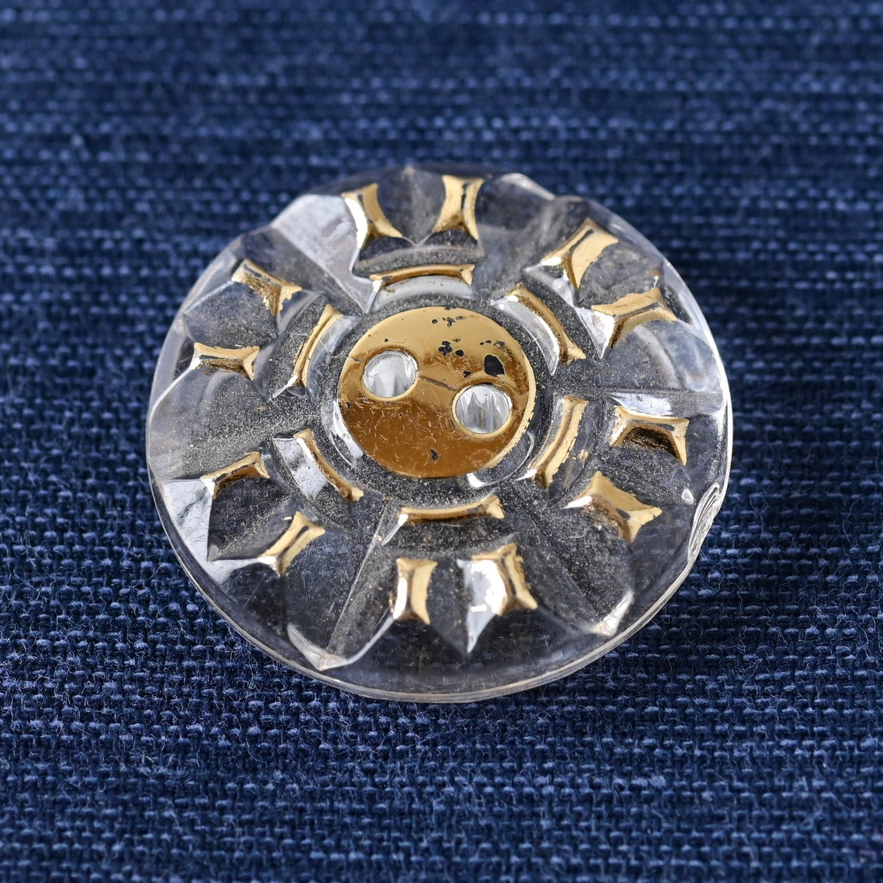 レトロな大きめヴィンテージボタン　　2つセット　★透明大★