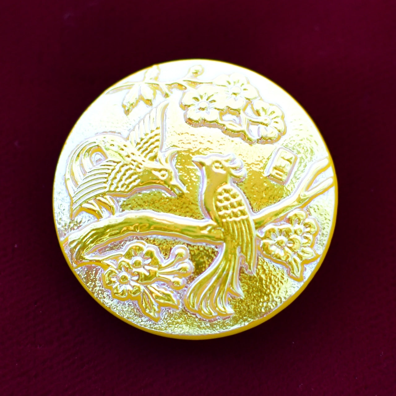 アンティークチェコガラスボタン 鳥　27ミリ　ガラス製　チェコボタン