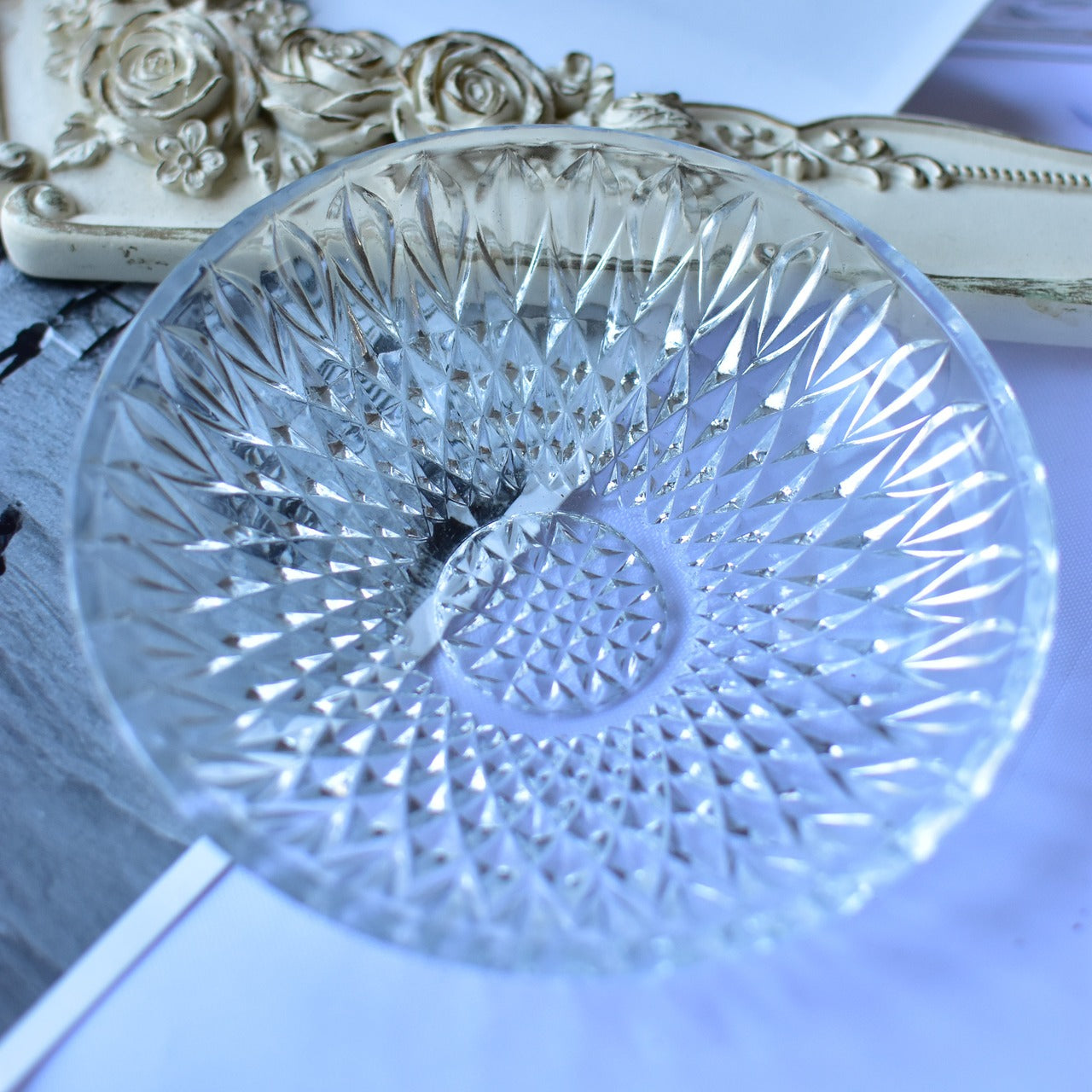 お皿　昭和レトロ　クリア　12.5センチ　高さ21ミリ