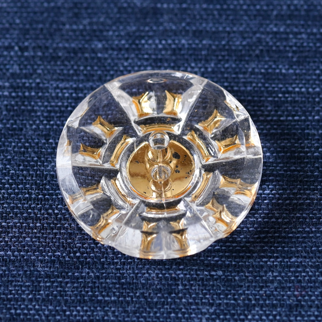 レトロな大きめヴィンテージボタン　　2つセット　★透明大★