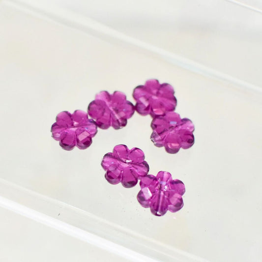 6つセット　ドイツ製アクリルチャーム　お花の形　パープル