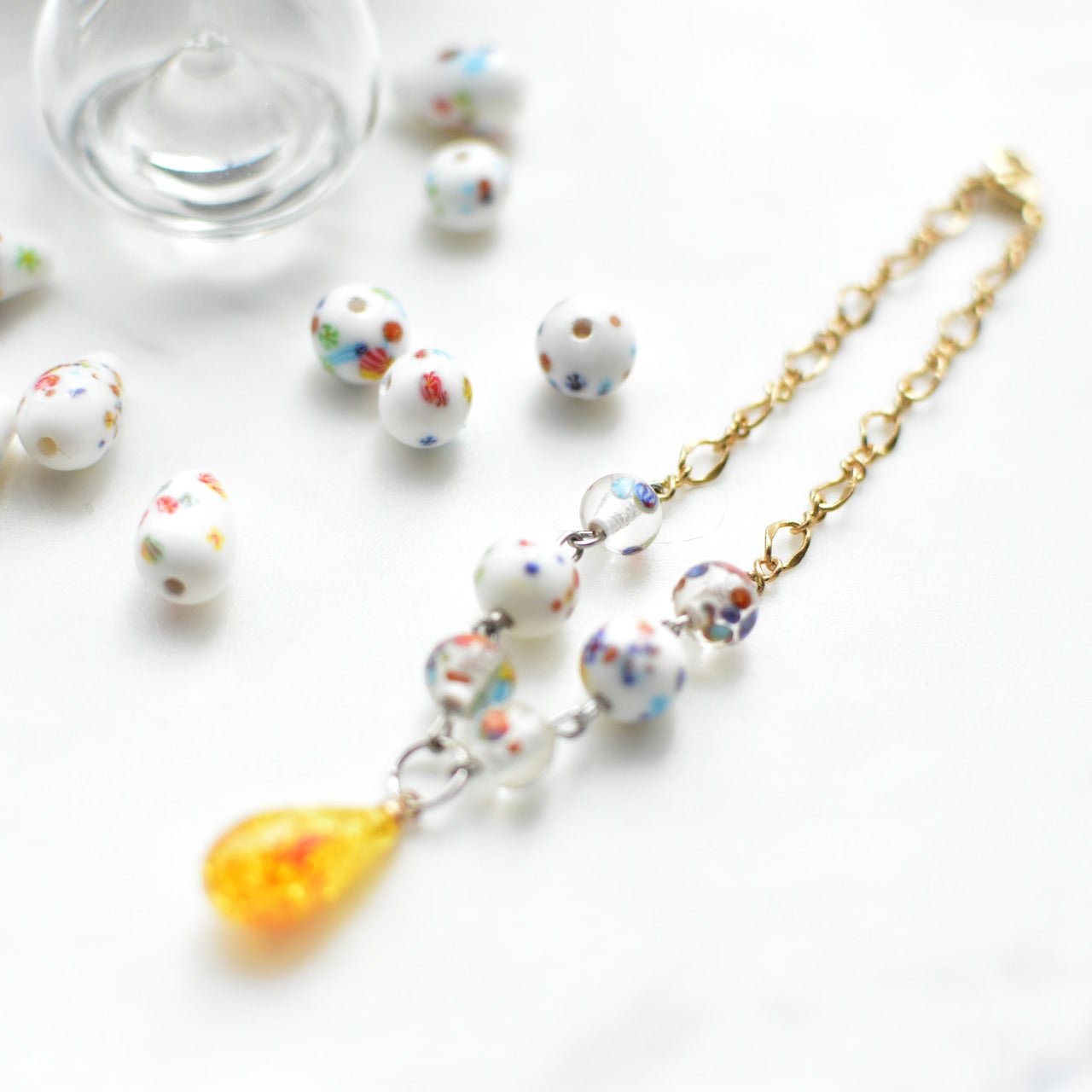 2個セット　8ミリ　トンボ玉 　ホワイト 日本製