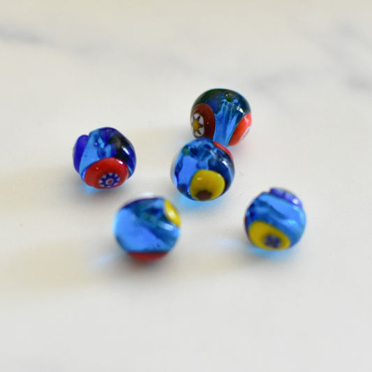 ５つセット　ベネチアンガラス　8ミリサイズ　ミルフィオリ