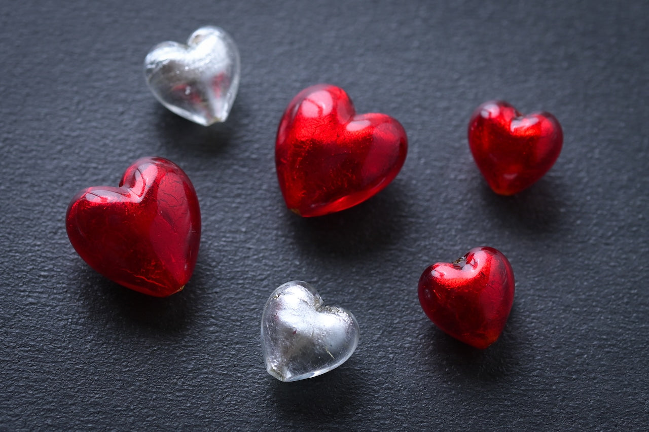 ベネチアンガラスビーズ　ハート形 12mm　色をお選びください。