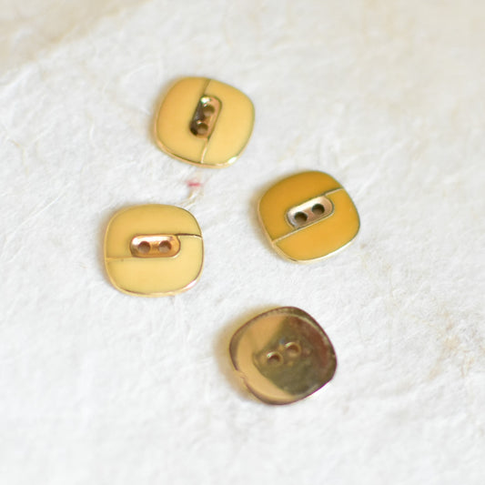 12ミリ　日本製　メタルビーズ　ペールイエロー　デッドストック　4個セット