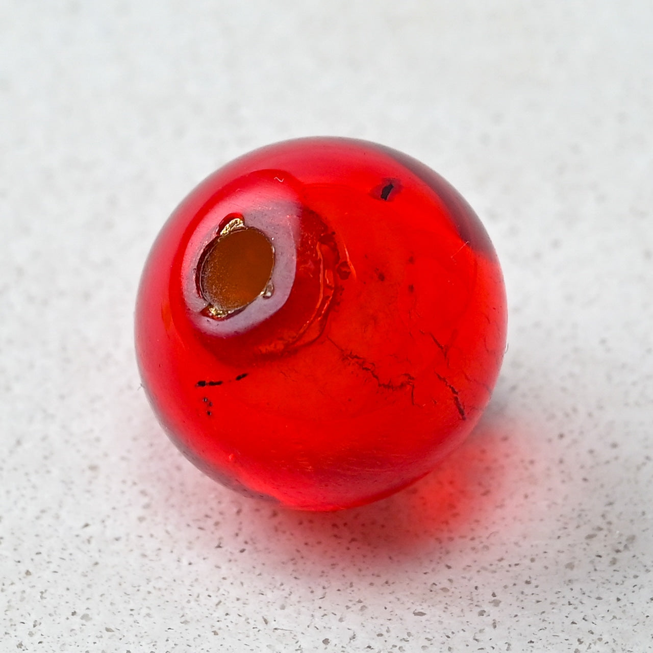 ベネチアンガラスビーズ　14㎜　オレンジ　穴大きめ