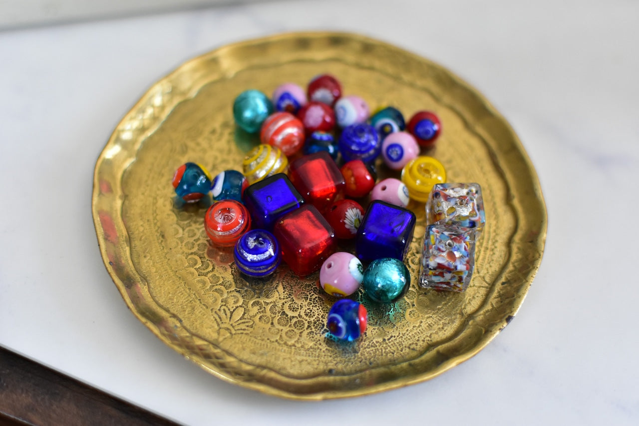 ５つセット　ベネチアンガラス　8ミリサイズ　ミルフィオリ