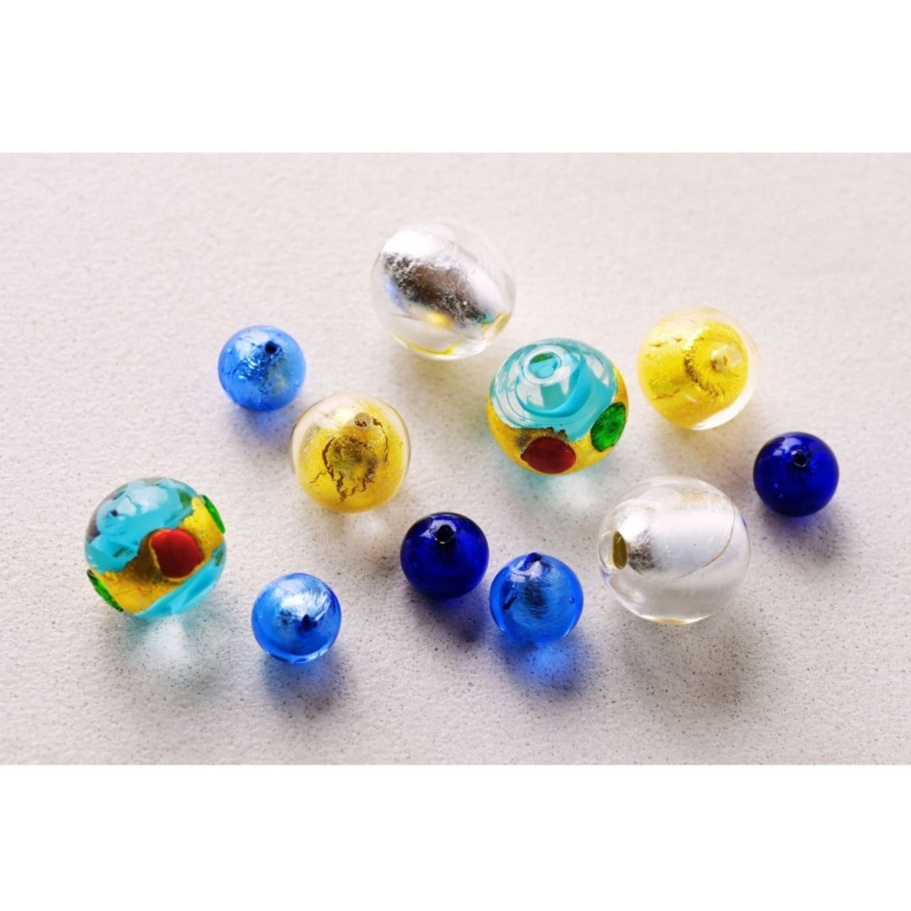 ベネチアンガラスビーズ　12㎜　ゴールド　丸形