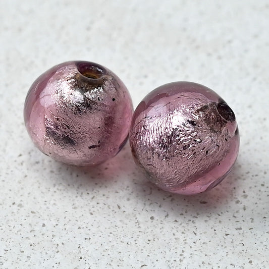 ベネチアンガラスビーズ　８㎜　ライトアメジスト色