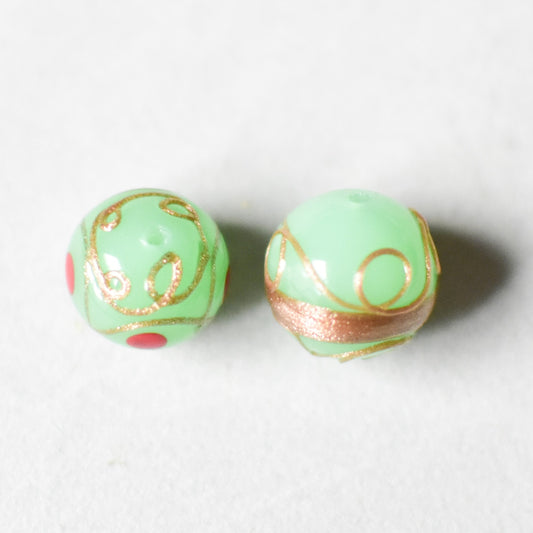 2個セット　特価品　ベネチアンガラスビーズ　ペールグリーン
