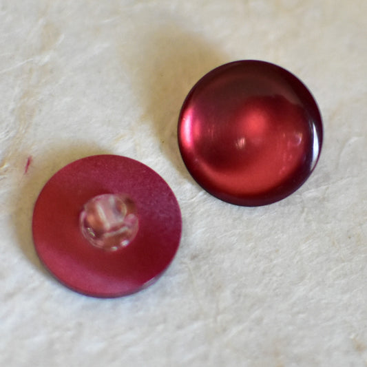15ミリ　日本製　プラスティックボタン　レッド　デッドストック　２個セット