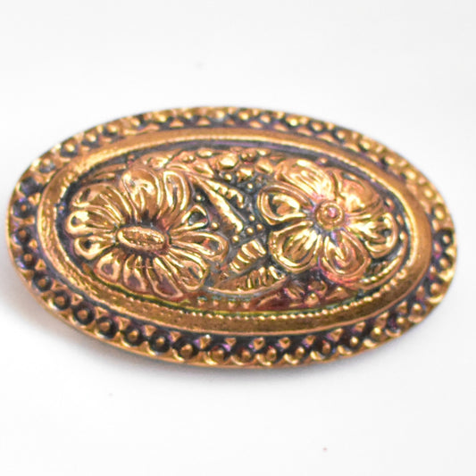 チェコガラスボタン レア 42ミリ　帯留め　ブローチ　ガラス製