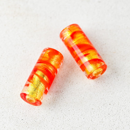 ベネチアンガラスビーズ　チューブ型ビーズ