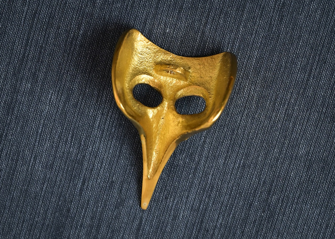 真鍮製　ベネチアンマスクの形の置物　個性的アイテム　レア品