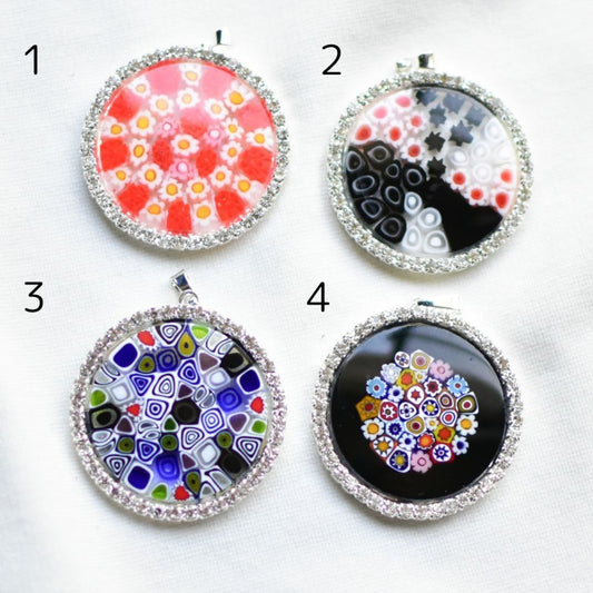 ベネチアンガラス　ペンダントトップ　ミルフィオリ