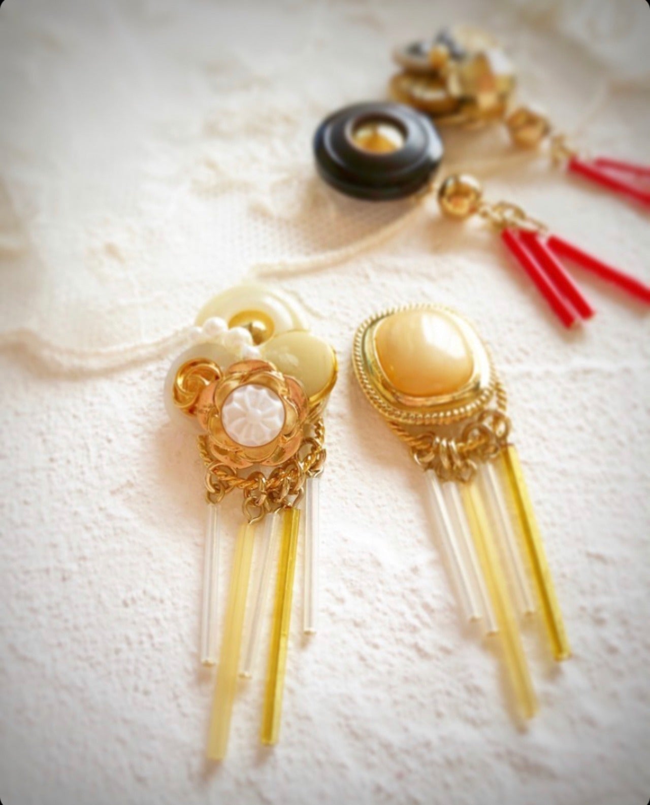 竹ビーズ ムラーノガラス 1950年代 10本 赤　ベネチアンコンテリエ