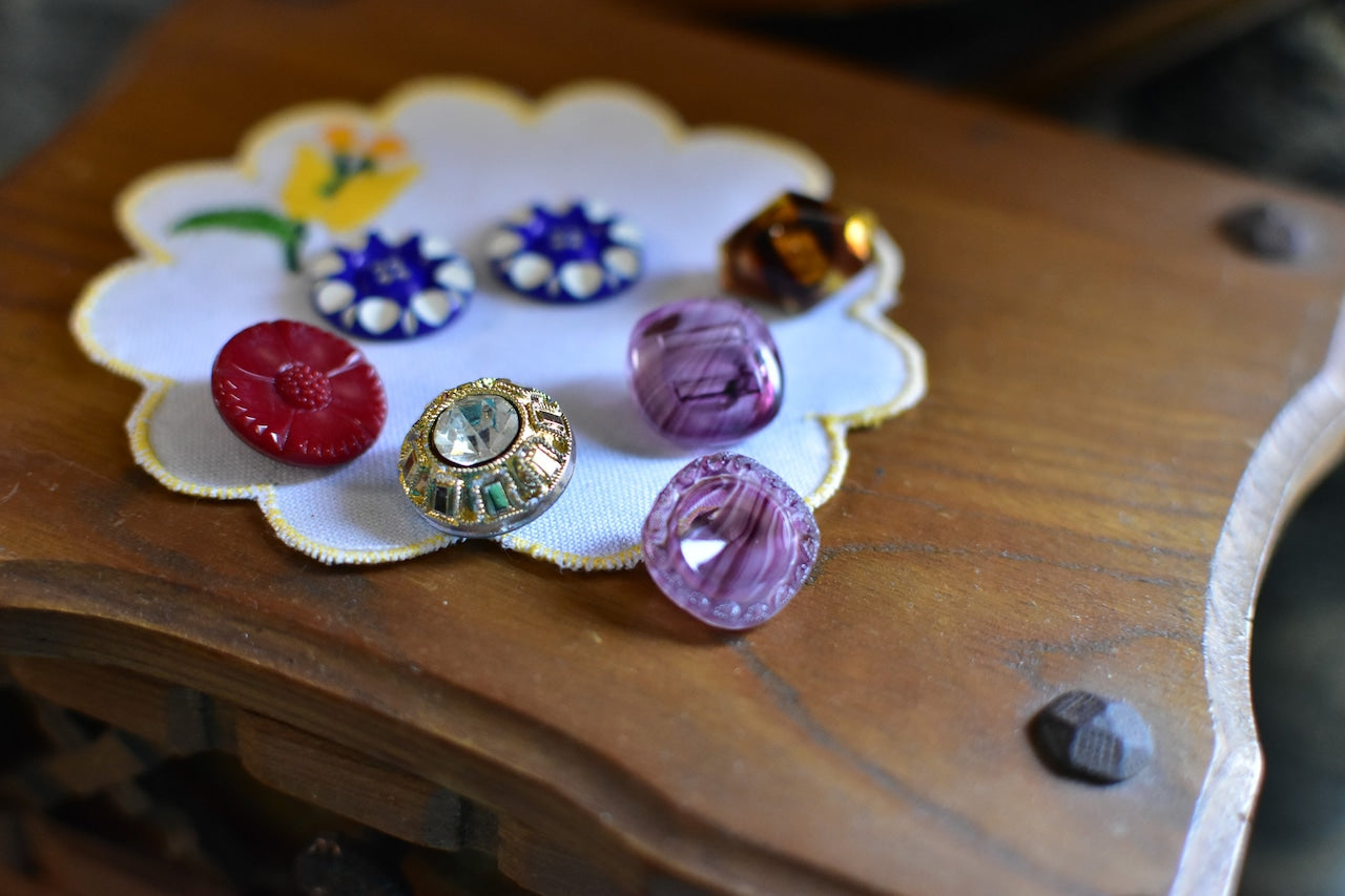 フランスのヴィンテージボタン パステル　2個セット